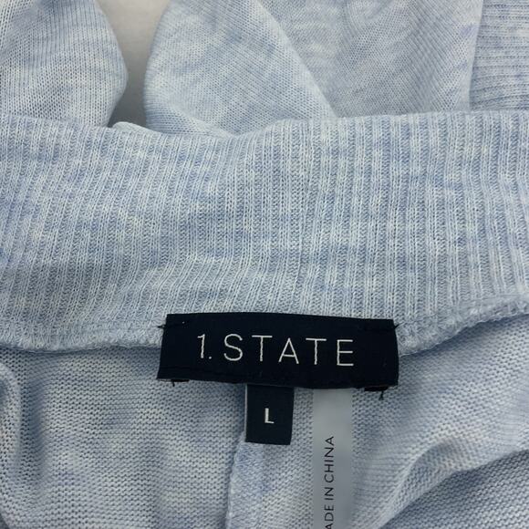 1State Blue Duster Cardigan L - Preowned Polyester Women's Sweater - Picture 3 of 5
